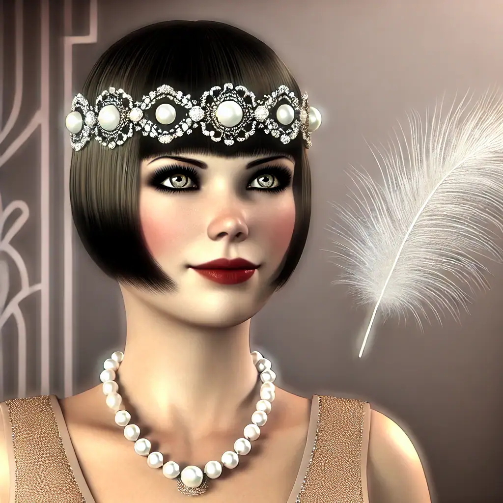 Flapper šperky – čelenka s pery a drahokamy ve stylu 20. let