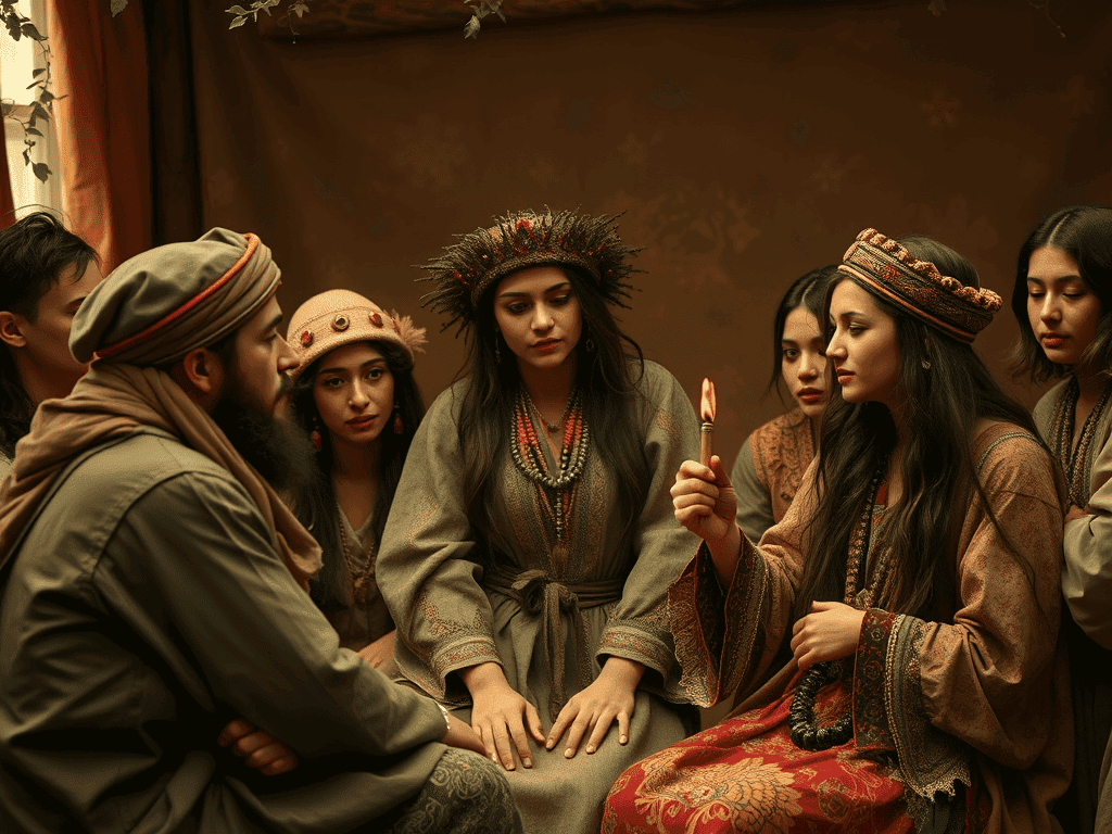 Starověká kultura šperky a perly, etnické oblečení a tradice, kulturní dědictví, etnické umění, tradiční výroba šperků, původní řemesla, folklórní oděvy, etnické formy umění, ruční práce, kulturní setkání, etno styl.