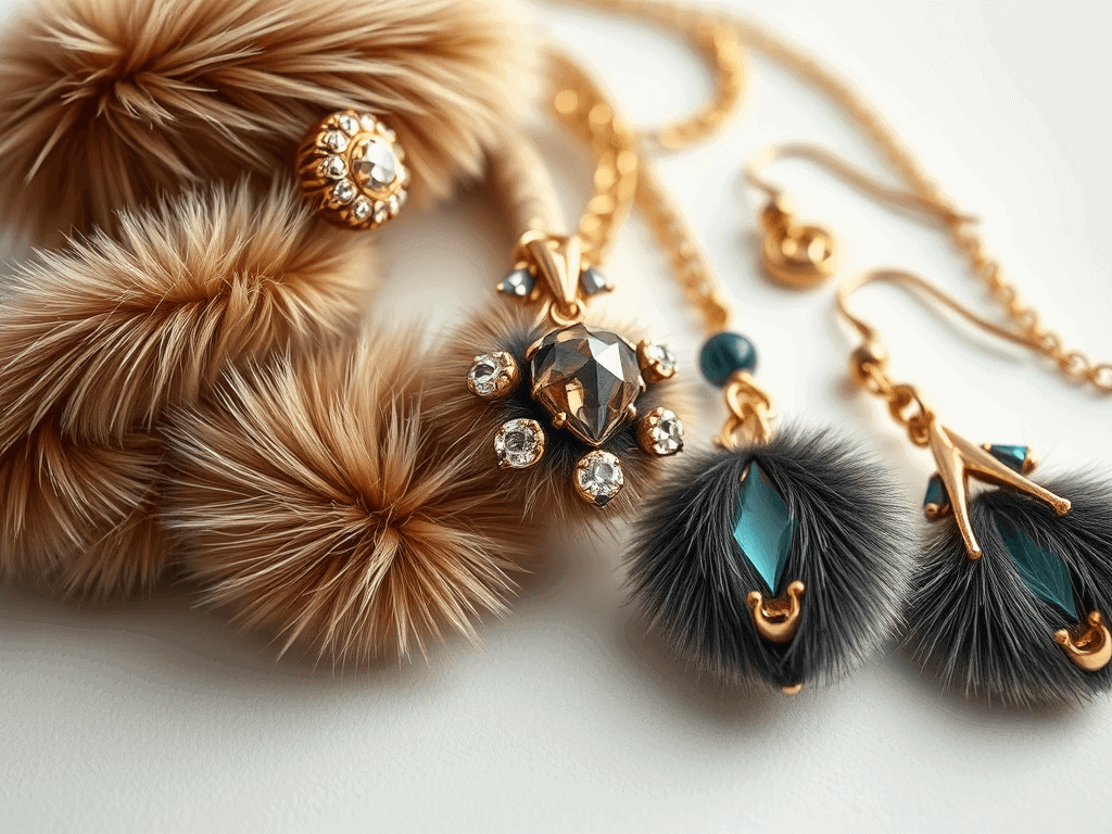 Luxusní šperky s pravou kožešinou, perličkami a rhinestone korálky, ideální pro originální módní doplňky a tvorbu šperků – Bead Culture.