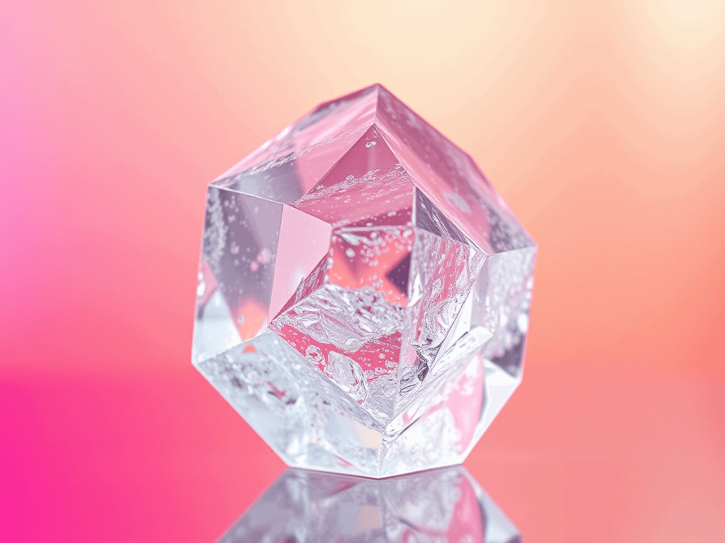 Ručně vyráběná skleněná korálka s geometrickým designem, ideální pro šperky a dekorace, krásně odráží světlo a barvy.