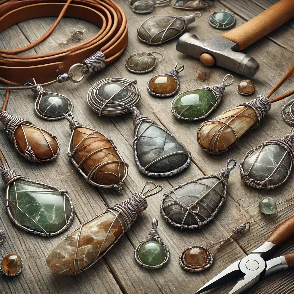 2. Ručně vyráběné náhrdelníky a přívěsky s přírodními kameny, drátěné práce, šperky z minerálů a elegance s kovovým wire wrapping technikou.