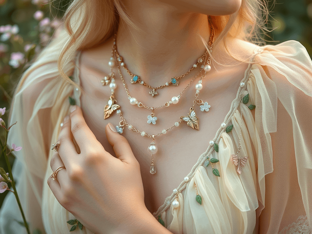 Perlové náhrdelníky s motýly a květy, dámské šperky elegantní módní bižuterie pro ženy, Bead Culture.