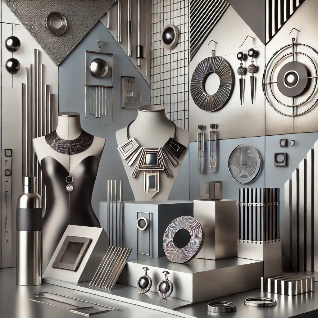 Stylové šperky a dekorace z kovu na prohlídku moderního designu a umění v showroomu Bead Culture.