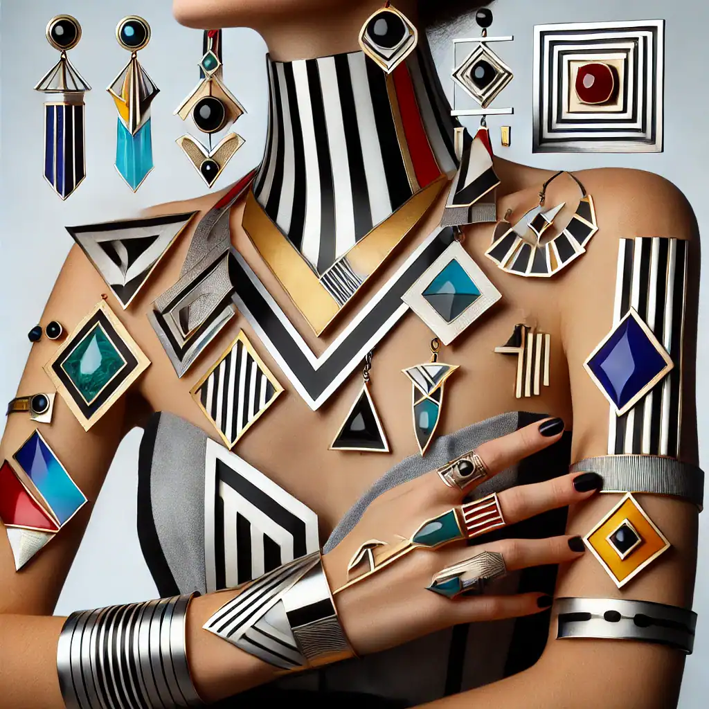 Lesklé náhrdelníky a náušnice s geometrickými tvary a moderním designem, módní doplňky, šperky z kovu a skla, umělecké šperky, stylová zavěšení a prsteny, fashion jewelry, originální šperky, módní doplňky pro elegantní vzhled.