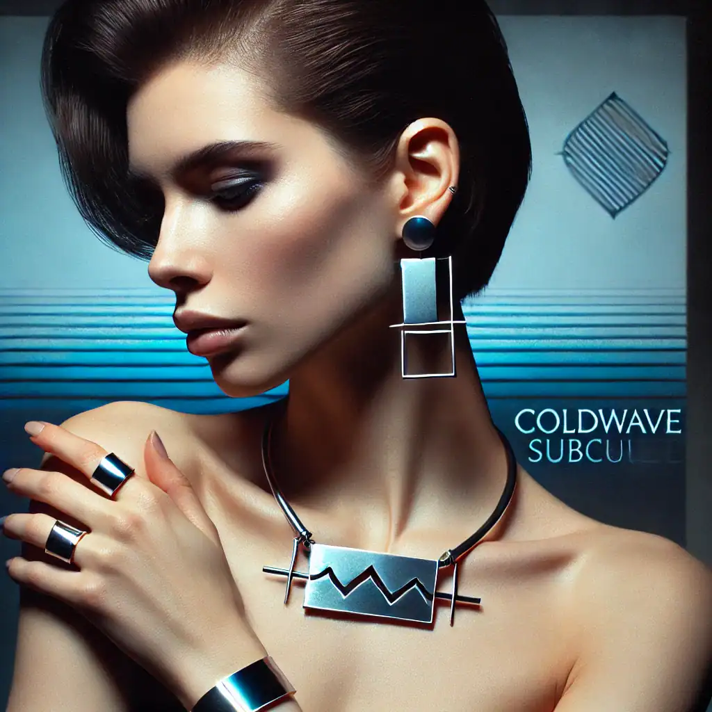 Moderní šperky Coldwave Subculture s geometrickými tvary a kovovým designem, ideální pro milovníky industriálního a avantgardního stylu.