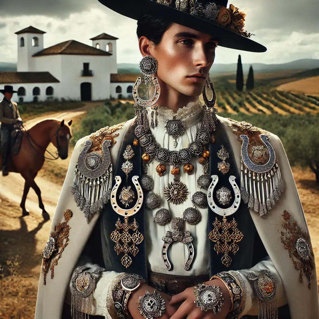 Elegantní šperky a tradiční móda ve spojení s italským venkovem a hradem. Výrazné stříbrné náušnice, náramky a náramky s folklórními prvky pro autentický bojový styl.