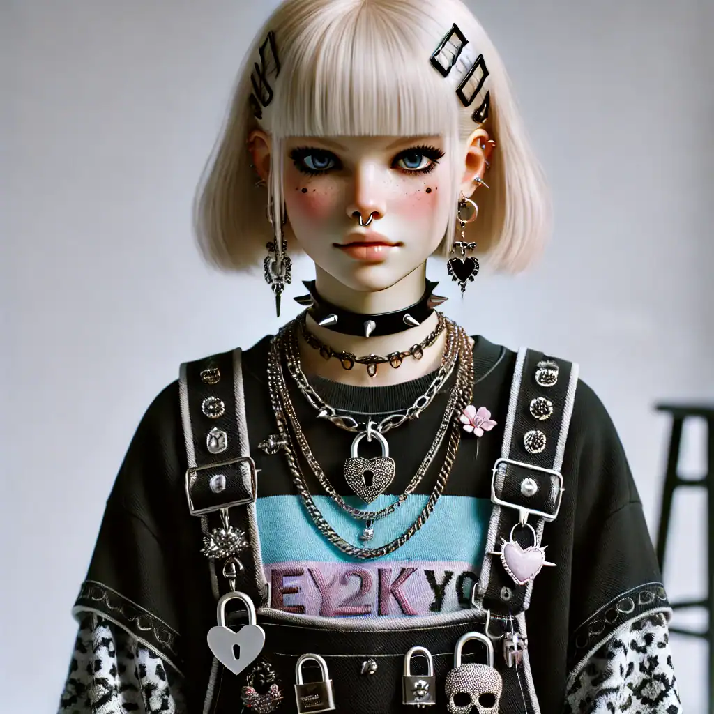 Bohatá kolekce barevných a stylových módních šperků, náhrdelníků a doplňků v punkovém a alternativním stylu, vhodná pro milovníky extravagantního vzhledu a originálního módního projevu.