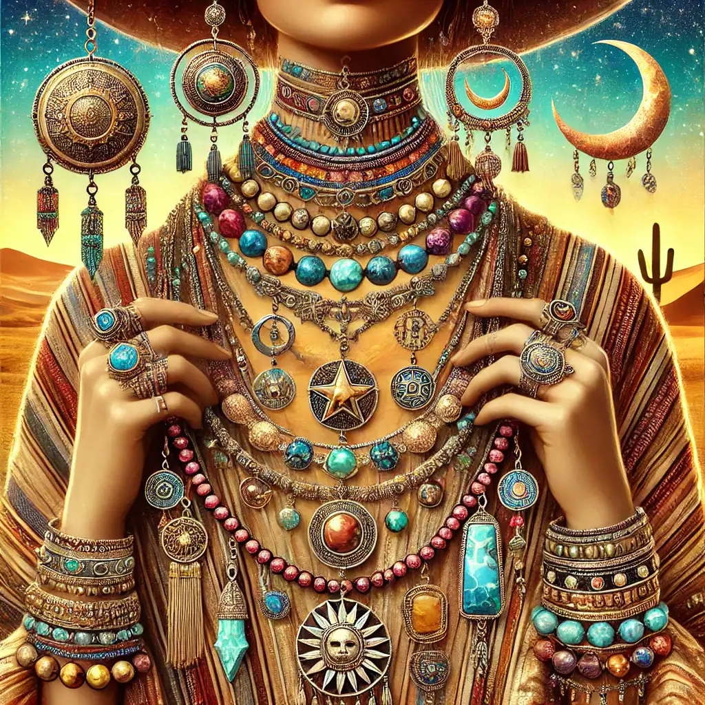 Kabelky, šperky, náhrdelníky, náramky, perly, drahé kameny, bohémský styl, originální doplňky, módní šperky, etnický design, ručně vyráběné šperky, boho styl, barevné šperky, módní doplňky, romantický styl, bohémské šperky, výrazné náhrdelníky, retro šperky, elegantní šperky, trendy šperky, originální šperky, ručně dělané šperky, doplňky do vlasů, módní trend, umělecké šperky, boho inspirace.