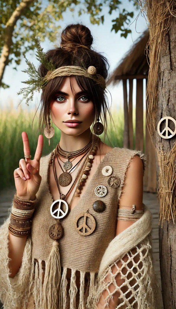 Kreativní náramky a náhrdelníky z korálků a přírodních materiálů, etno styl šperků, boho šperky s peace symbolem, originální doplňky pro hippie a volnočasový mód, ručně vyráběné šperky pro volný čas.