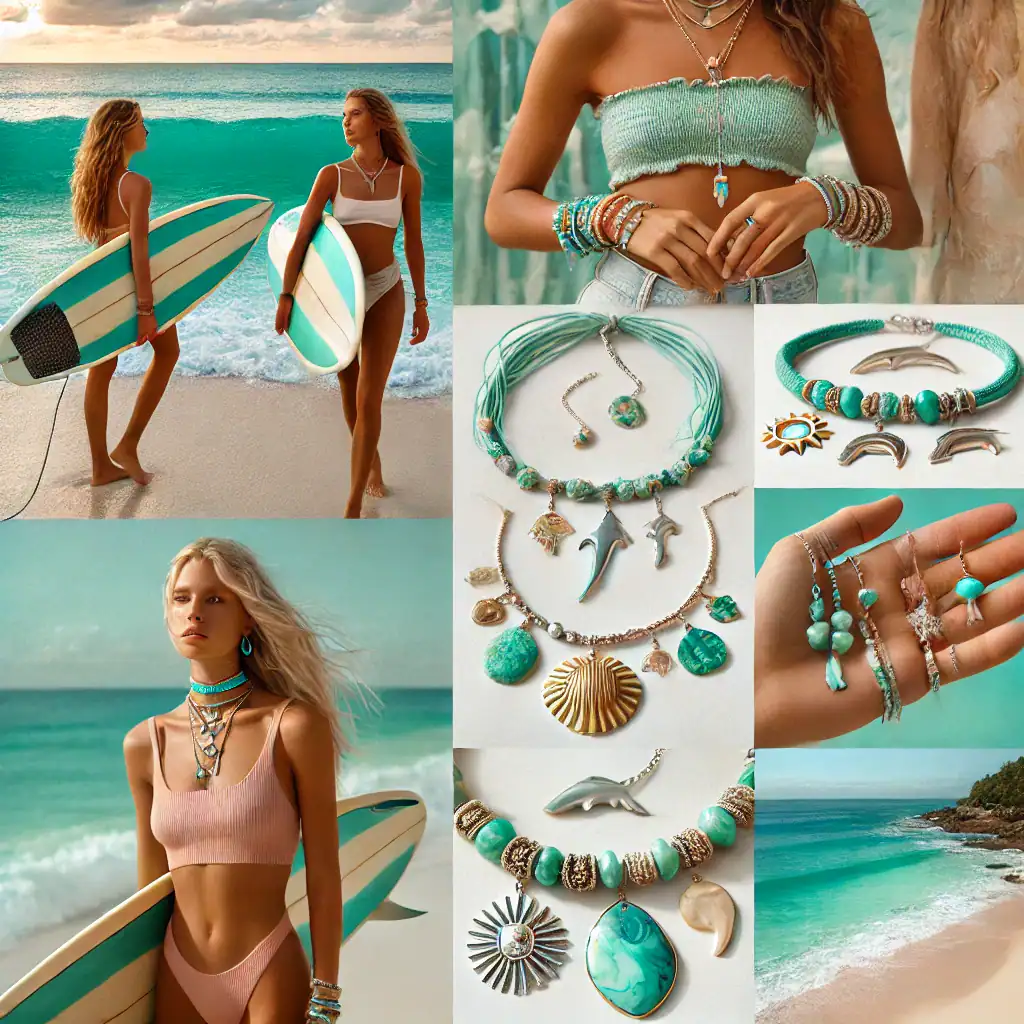 Sperky z tyrkysových korálků a mořských motivů na plážové šperky, ideální pro letní outfity a beach style. Originální náhrdelníky, náramky a náušnice inspirované mořem a přírodou, perfektní doplněk k plážovým šatům.
