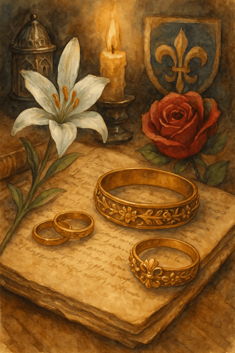 akvarel_stredoveke_sperky_lilie_a_ruze