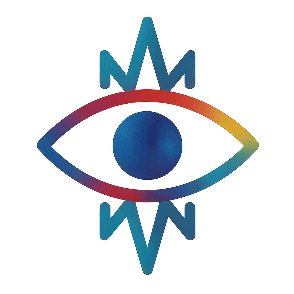 Oko s korunkou a hvězdičkami v barevném gradientu symbolizující kreativitu a umělecké řemeslo.