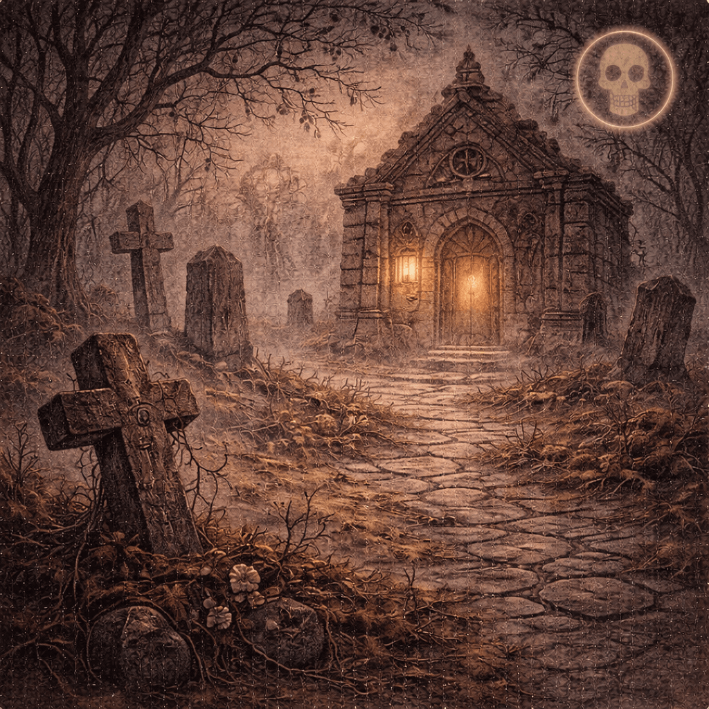 Duch hřbitova a duch márnice ve slovanské mytologii, kamenná kaple a hřbitovní cesta